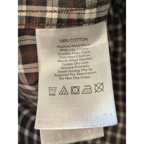 Eddie Bauer Classic Fit Wrinkle Resistant Brown Plaid Shirt Men's Size XL - Picture 10 of 10